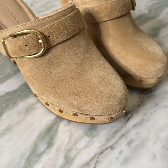Brand new Veronica beard tan suede and wood clogs - Picture 4 of 6